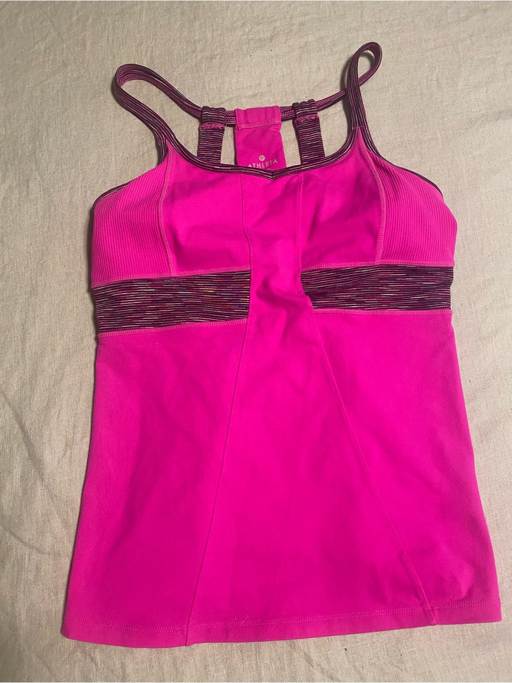 Athleta Hot Pink Strappy Workout Tank with built-in bra